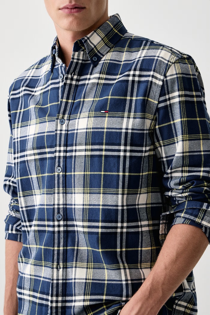 Košulja za muškarce od pamuka Tommy Jeans DM0DM23528 mornarsko plava