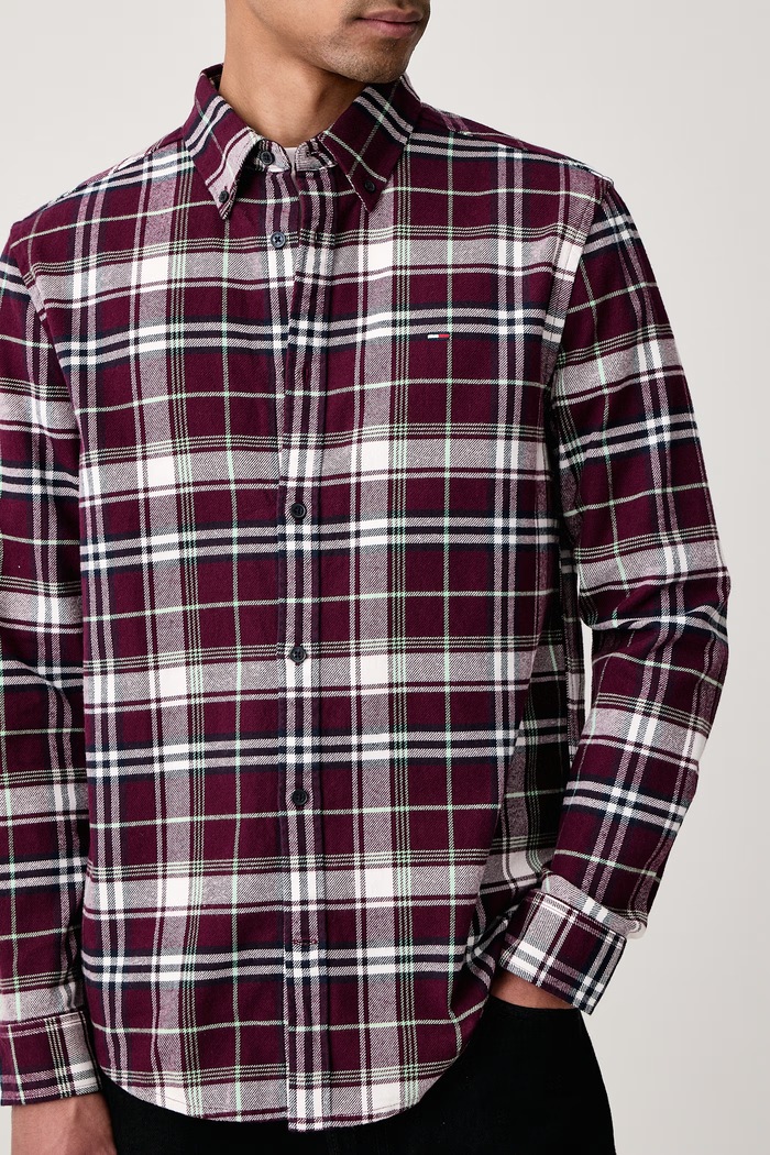 Koszula męska bawełniana Tommy Jeans DM0DM23528 bordowy
