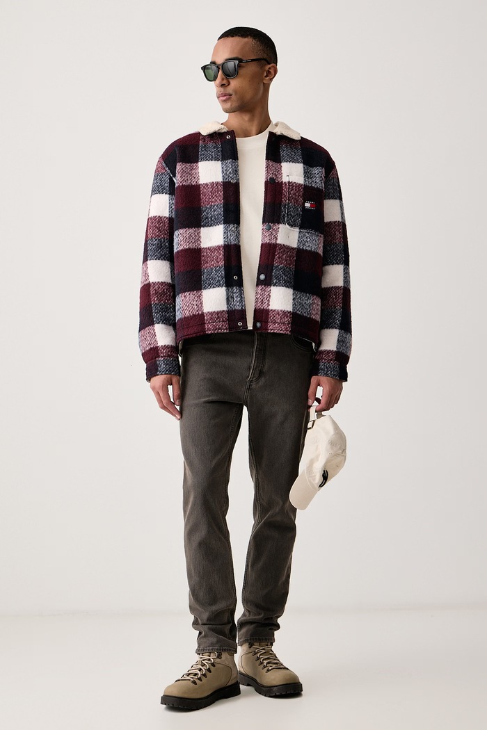 Tommy Jeans Kurtka koszulowa męska DM0DM23523 bordowy AW26