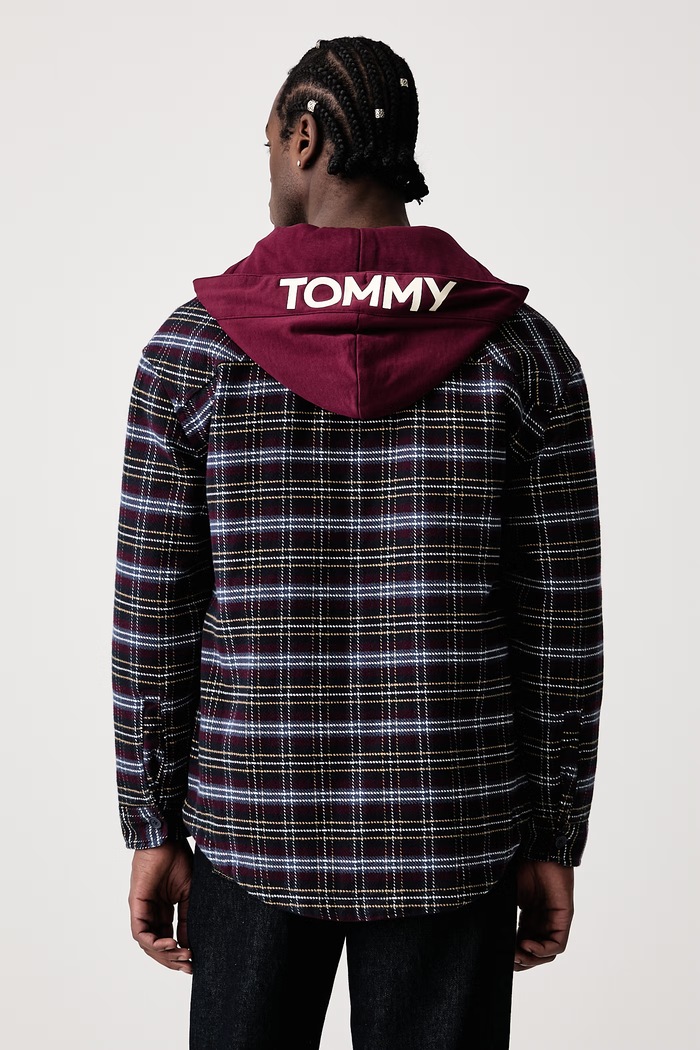 Oblečenie Tommy Jeans Košeľová bunda pánska bavlnená DM0DM23521 burgundské