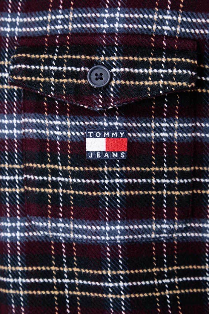 Košeľová bunda pánska bavlnená Tommy Jeans burgundské DM0DM23521