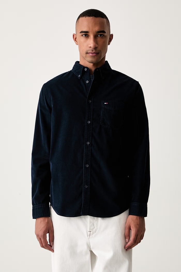 Tommy Jeans košulja za djecu od samta mornarsko plava DM0DM23517