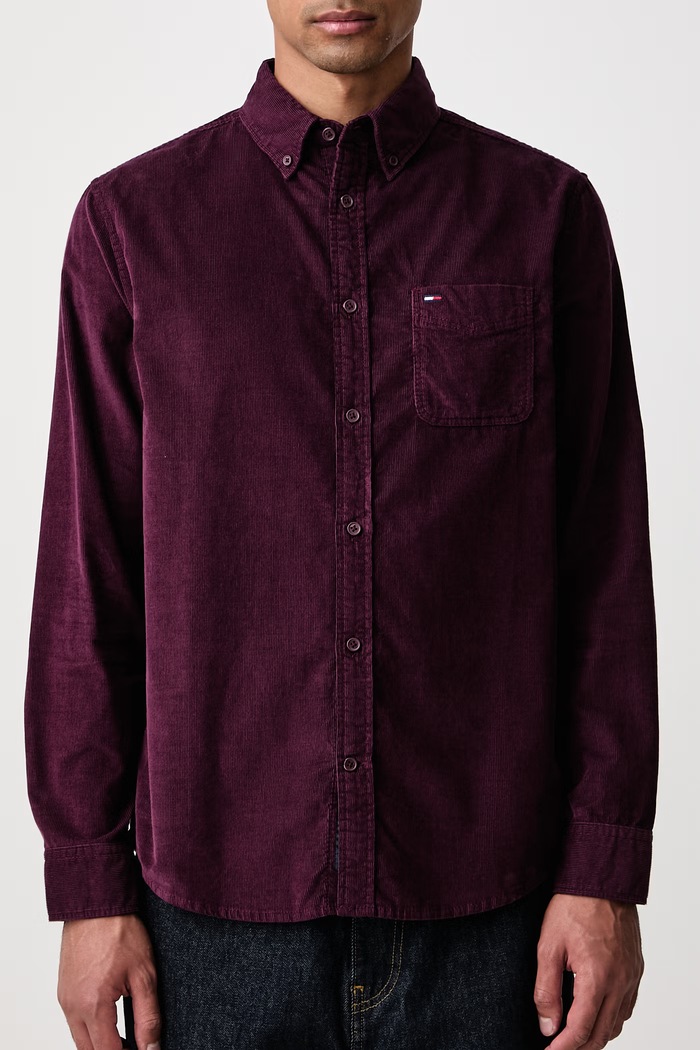 Koszula dziecięca sztruksowa Tommy Jeans DM0DM23517 bordowy