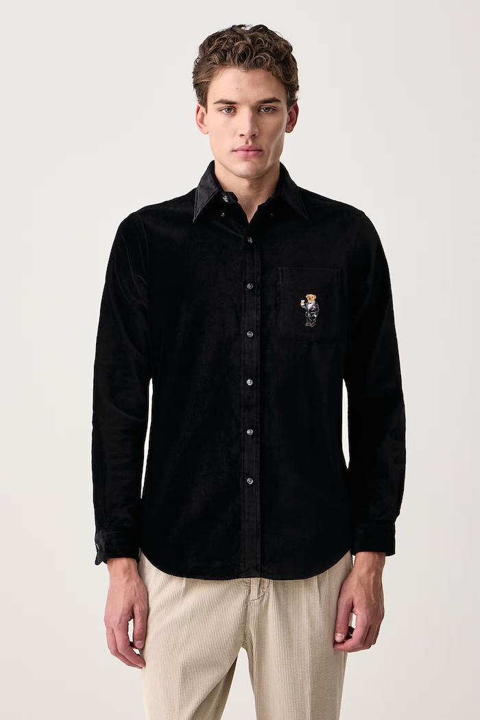 Polo Ralph Lauren Koszula męska welurowa czarny 710B26877