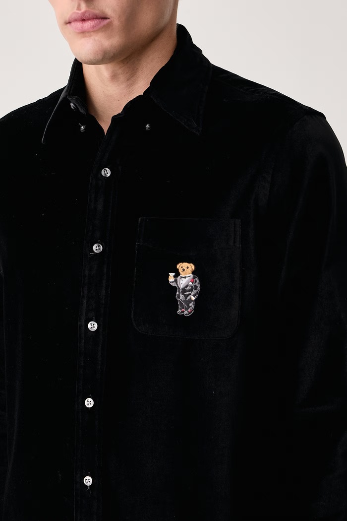 Koszula męska welurowa Polo Ralph Lauren 710B26877 czarny