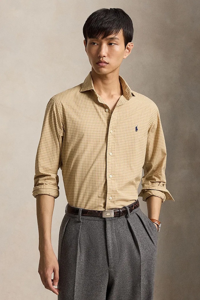 Polo Ralph Lauren koszula męska bawełniana brązowy 710B30250