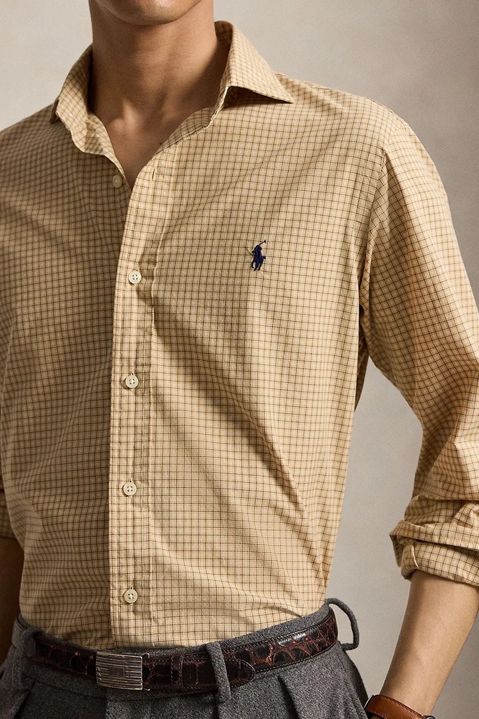 Polo Ralph Lauren koszula męska bawełniana brązowy 710B30250