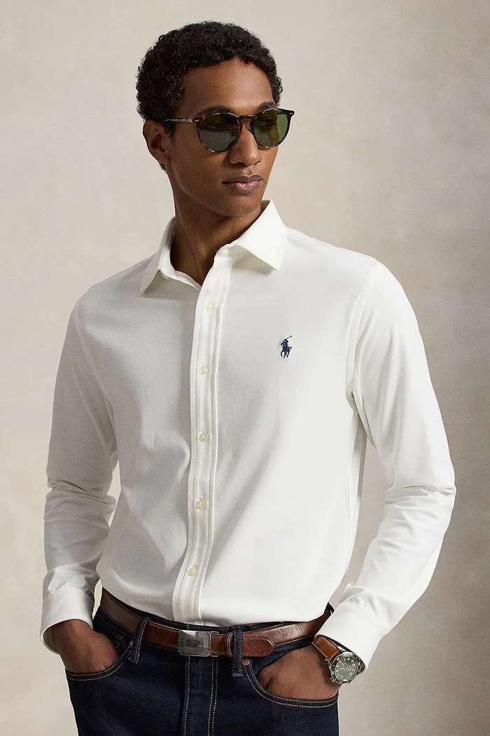 Polo Ralph Lauren Koszula męska z bawełną biały 710B26145
