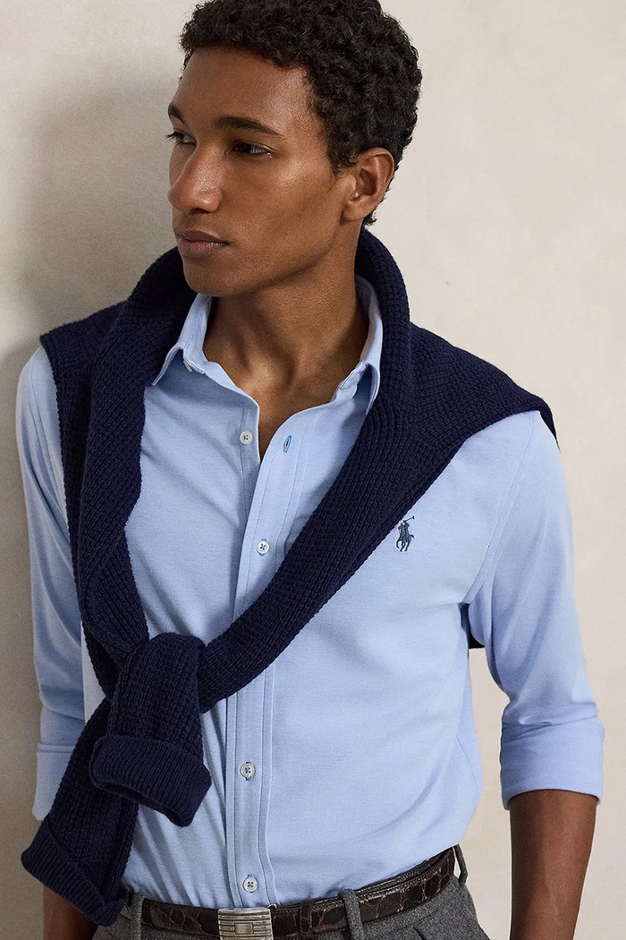Koszula męska z bawełną Polo Ralph Lauren niebieski 710B26145