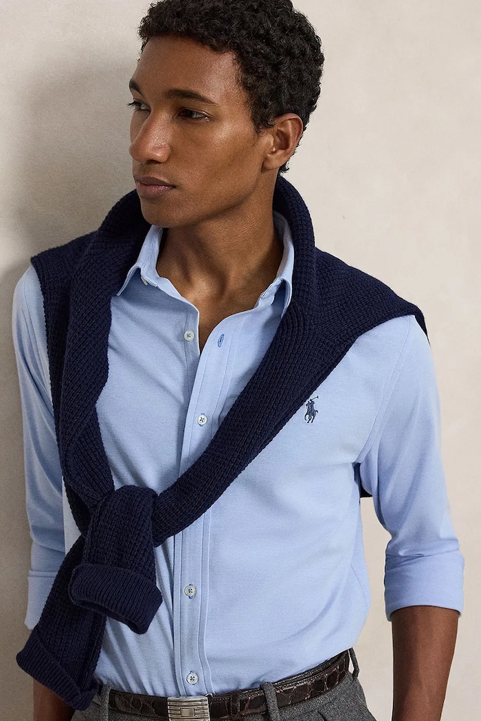 Koszula męska z bawełną Polo Ralph Lauren niebieski 710B26145