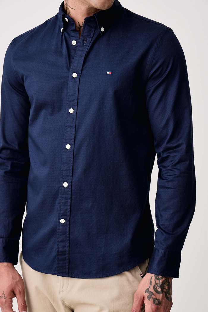 Koszula męska bawełniana Tommy Hilfiger MW0MW44570 granatowy