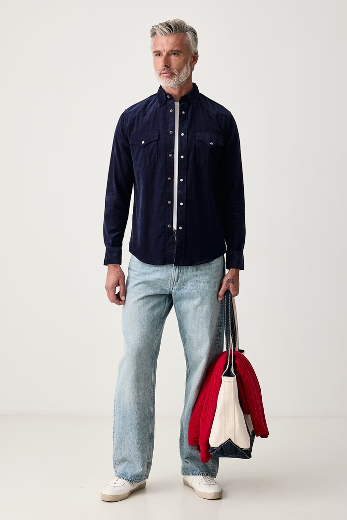 Tommy Hilfiger Πουκάμισο ανδρικό κοτλέ MW0MW45647 σκούρο μπλε AW26