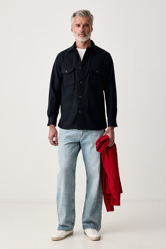 Tommy Hilfiger Πουκάμισο ανδρικό με πρόσμιξη μαλλιού MW0MW44603 σκούρο μπλε AW26