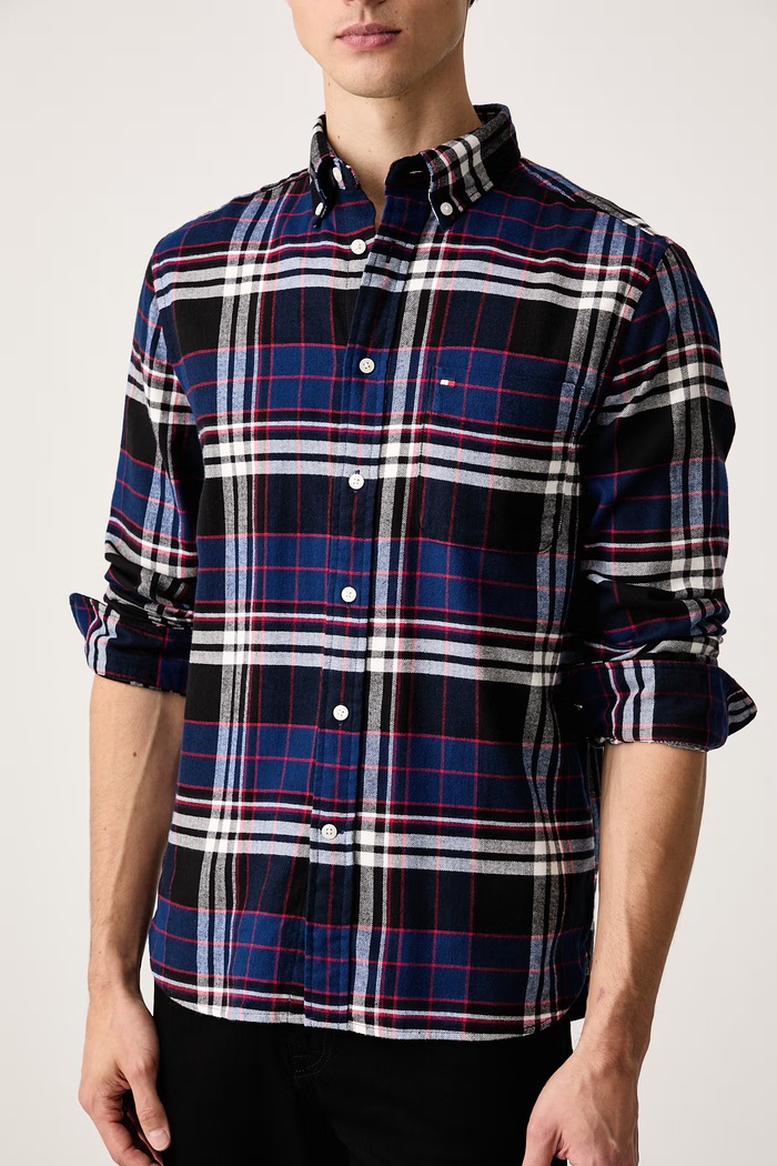 Koszula męska bawełniana Tommy Hilfiger MW0MW44592 niebieski