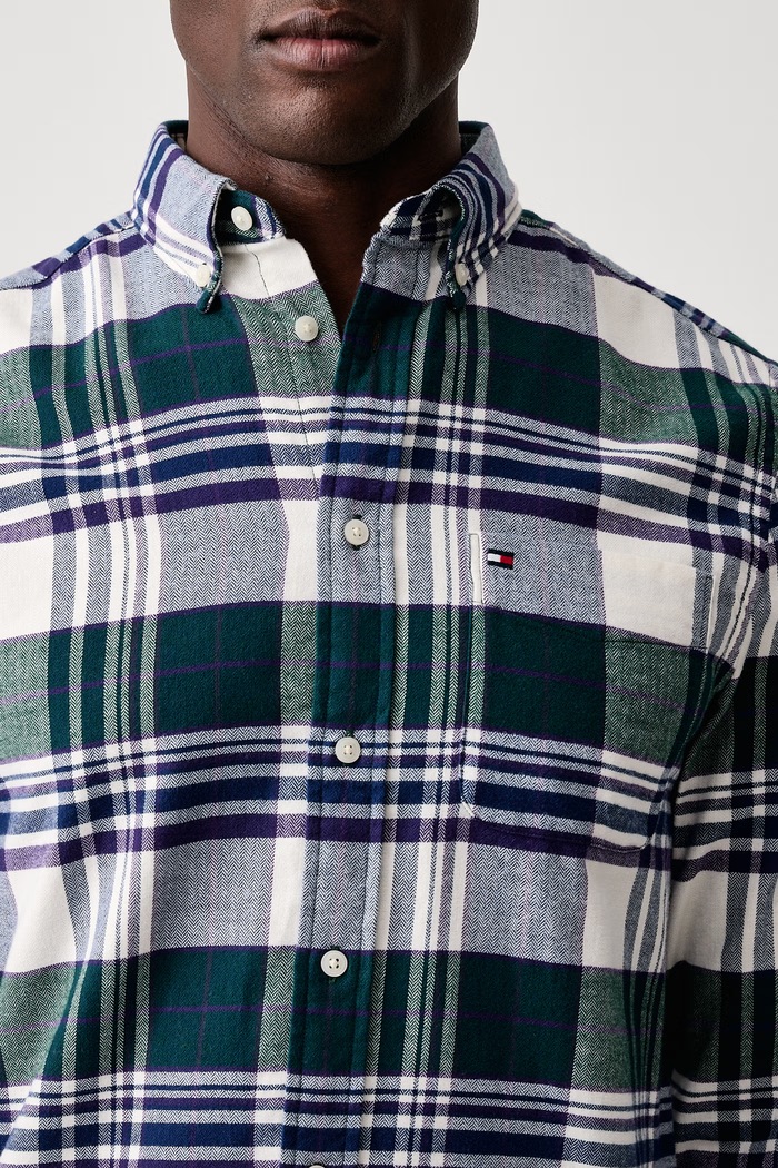 Koszula męska bawełniana Tommy Hilfiger MW0MW44592 zielony