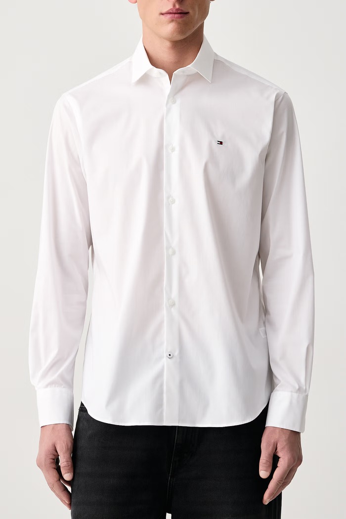 Koszula męska z bawełną Tommy Hilfiger MW0MW45307 biały