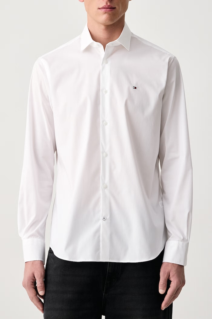Koszula męska z bawełną Tommy Hilfiger MW0MW45307 biały