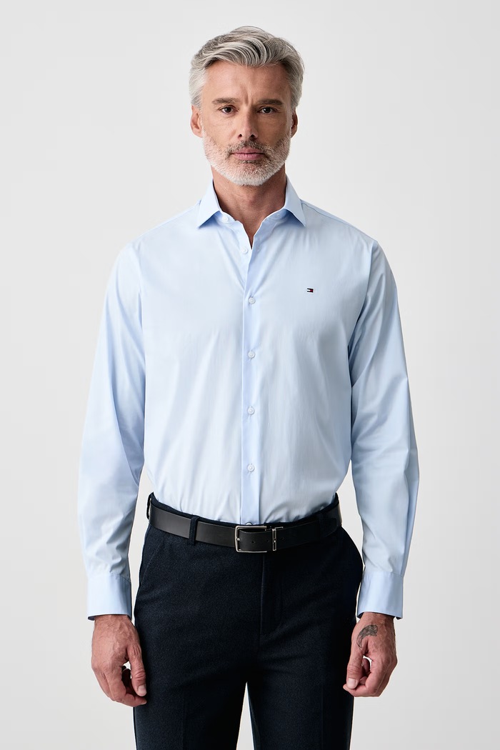 Tommy Hilfiger Πουκάμισο ανδρικό με βαμβάκι μπλε MW0MW45307