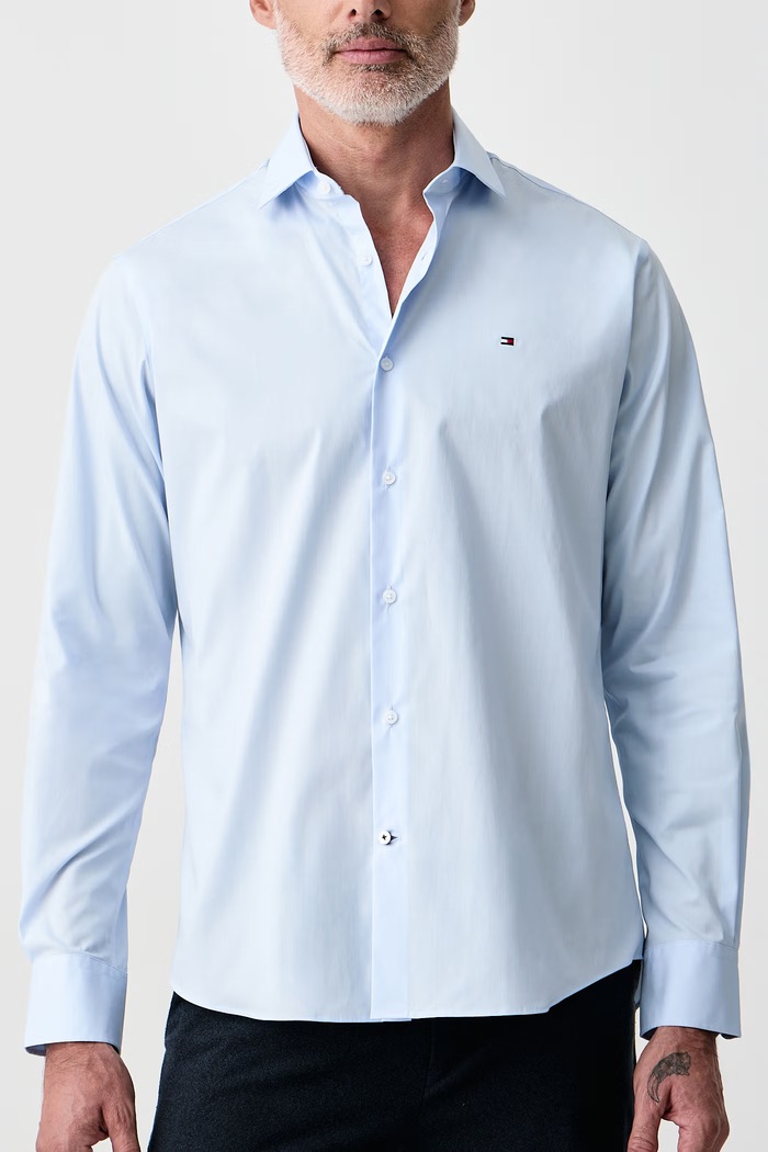 Πουκάμισο ανδρικό με βαμβάκι Tommy Hilfiger MW0MW45307 μπλε