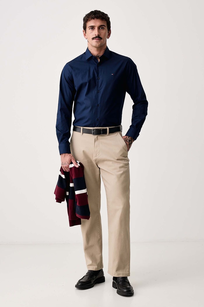 Tommy Hilfiger Koszula męska z bawełną MW0MW45307 granatowy AW26