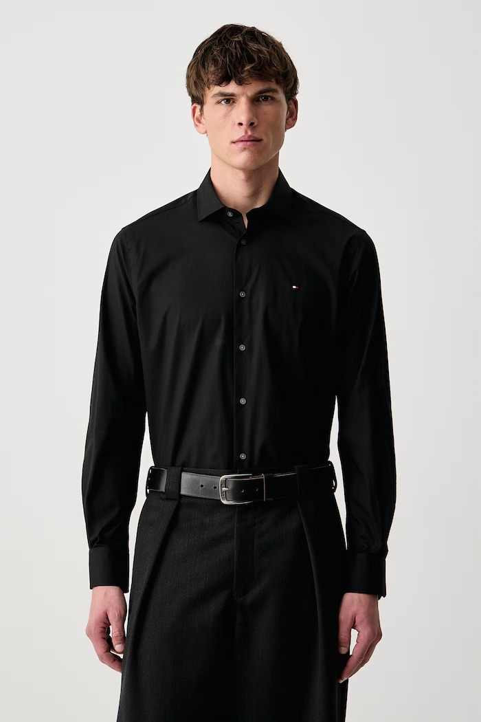 Tommy Hilfiger Koszula męska z bawełną czarny MW0MW45307