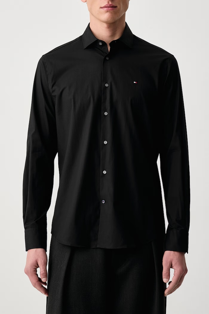 Koszula męska z bawełną Tommy Hilfiger MW0MW45307 czarny