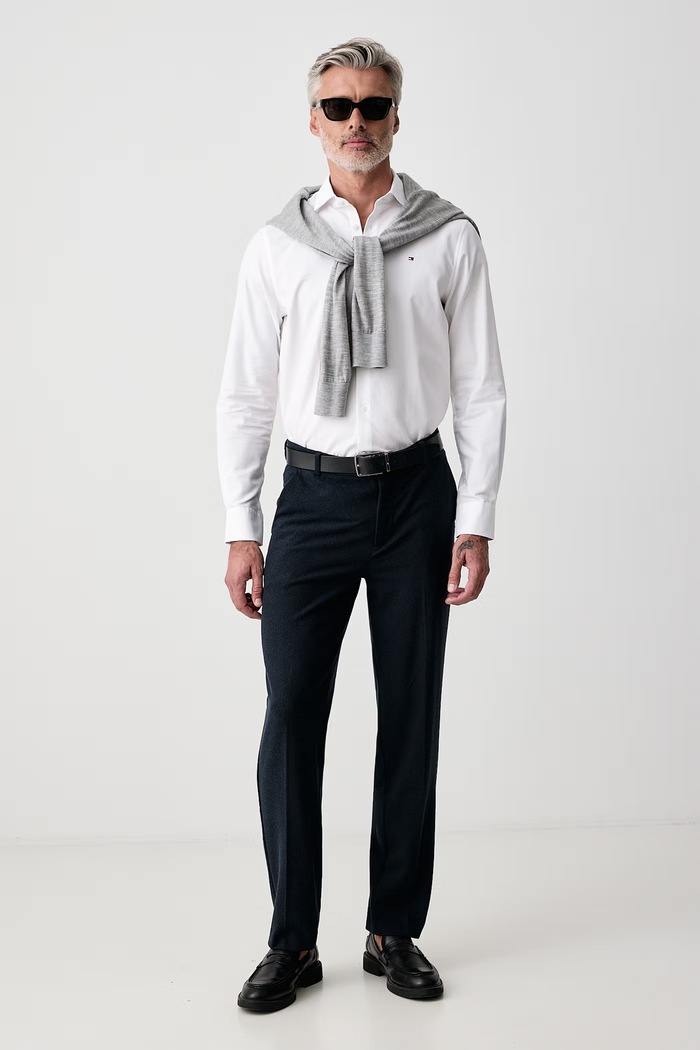 Tommy Hilfiger Πουκάμισο ανδρικό βαμβακερό MW0MW44738 λευκό AW26