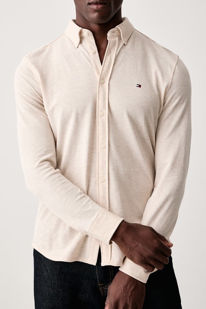 Koszula męska bawełniana Tommy Hilfiger MW0MW44587 beżowy