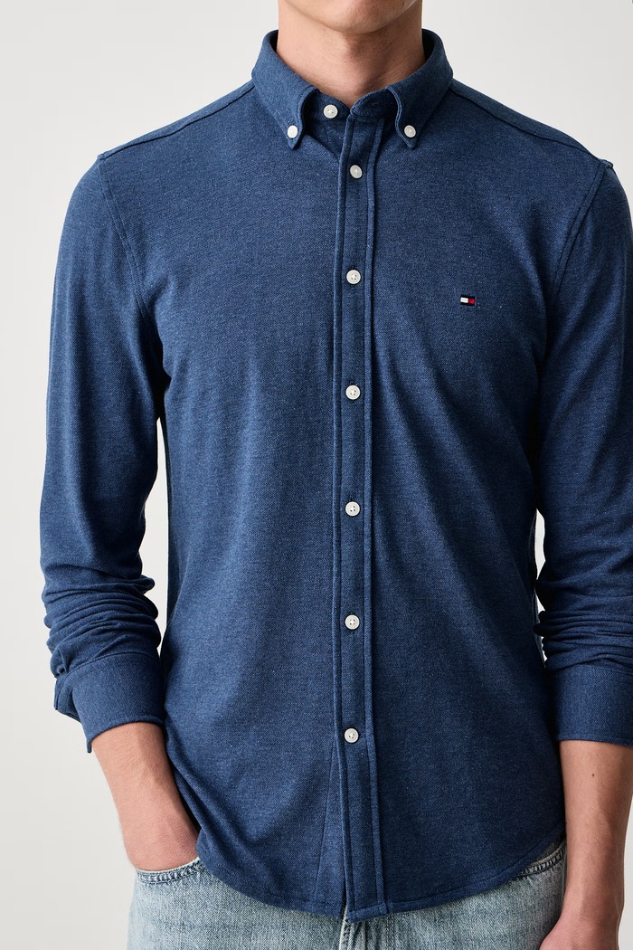 Koszula męska bawełniana Tommy Hilfiger MW0MW44587 granatowy