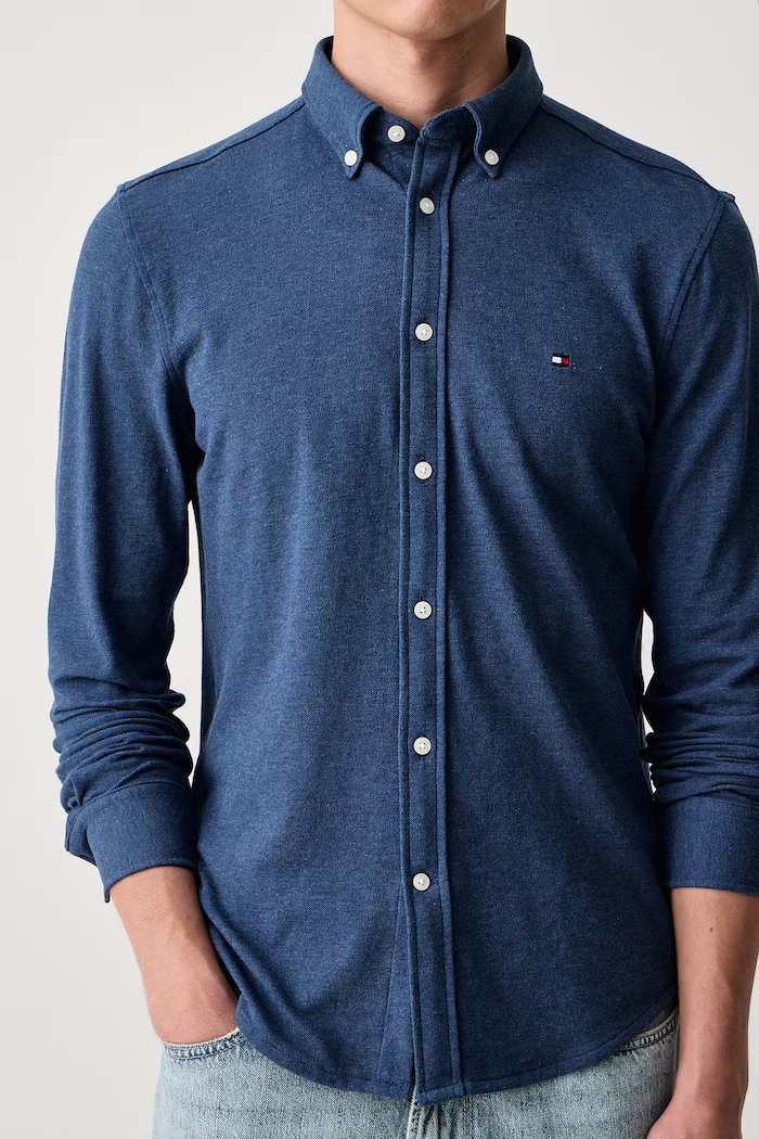 Koszula męska bawełniana Tommy Hilfiger MW0MW44587 granatowy