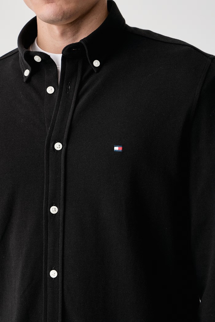 Košulja za muškarce od pamuka Tommy Hilfiger MW0MW44587 crna