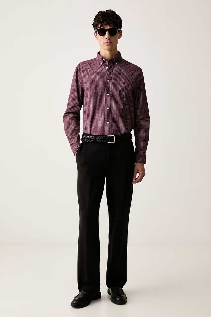 Tommy Hilfiger košeľa pánska bavlnená MW0MW44580 burgundské AW26