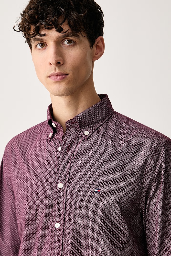 Tommy Hilfiger košeľa pánska bavlnená burgundské MW0MW44580