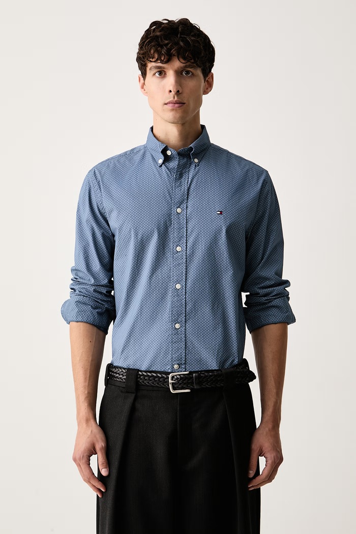 Tommy Hilfiger košeľa pánska bavlnená modrá MW0MW44580