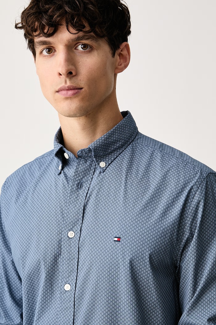 Tommy Hilfiger košeľa pánska bavlnená modrá MW0MW44580