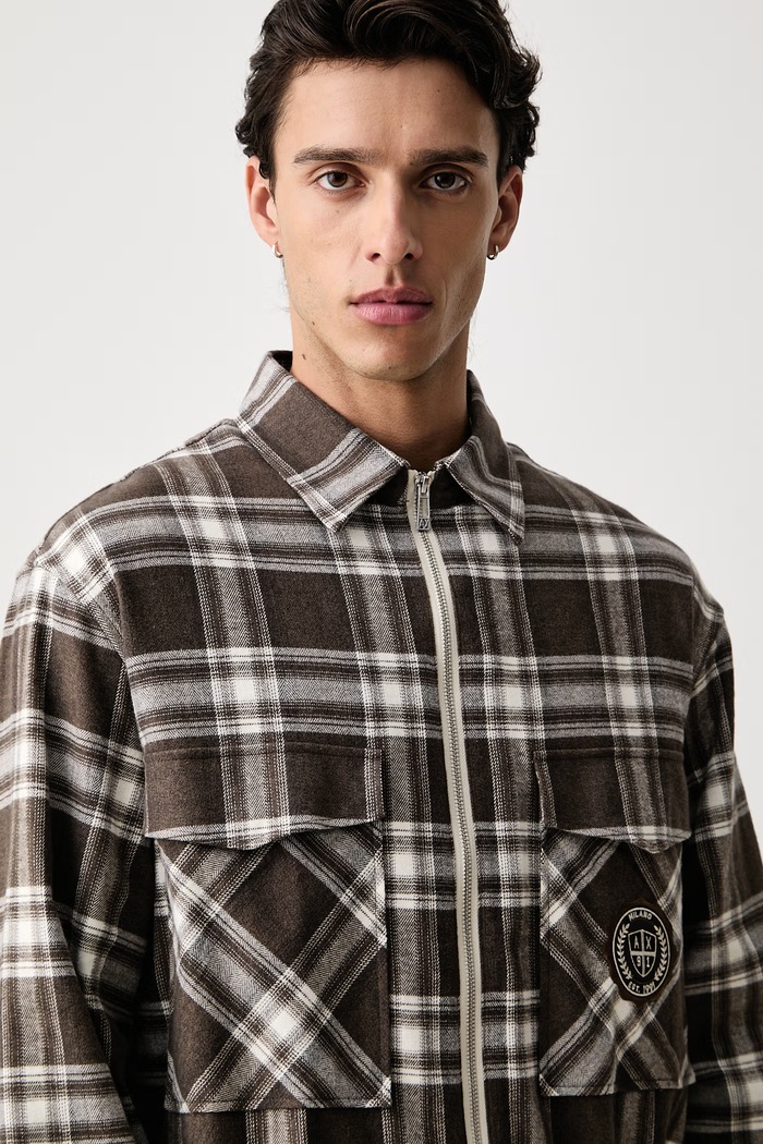 Armani Exchange koszula męska bawełniana brązowy XM003255.AF27138