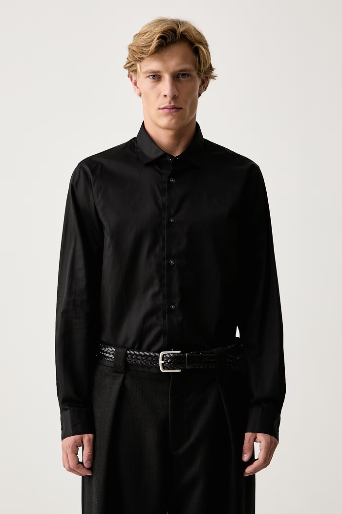 Armani Exchange Риза мъжка от памук черен XM003251.AF27110