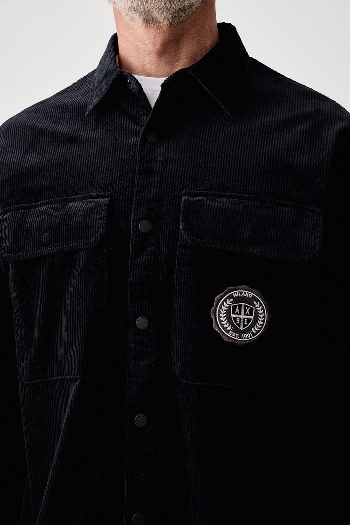 Srajca moška rebrast žametna Armani Exchange XM003245.AF27114 mornarsko modra