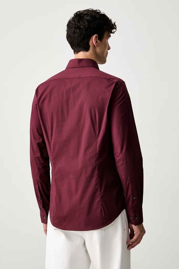 Odzież Calvin Klein koszula męska bawełniana z elastanem LV019EU189 bordowy