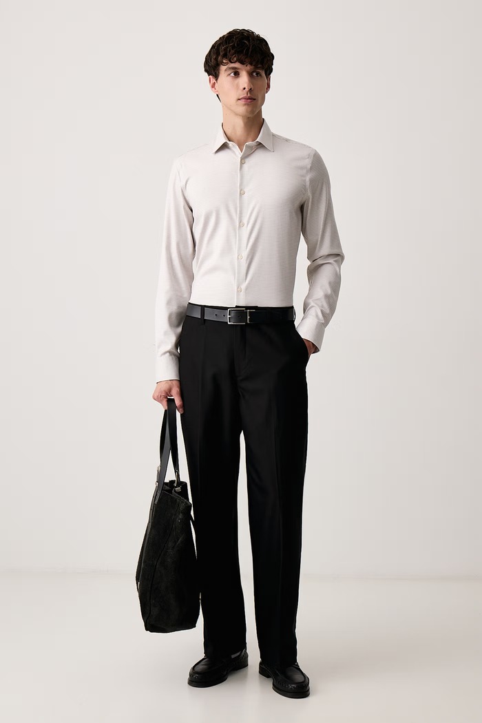 Calvin Klein Košile pánská s bavlnou LV019EU170 béžová AW26