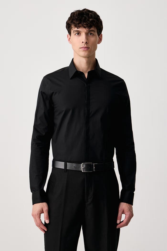 Calvin Klein Koszula męska bawełniana z elastanem czarny LV019EU162