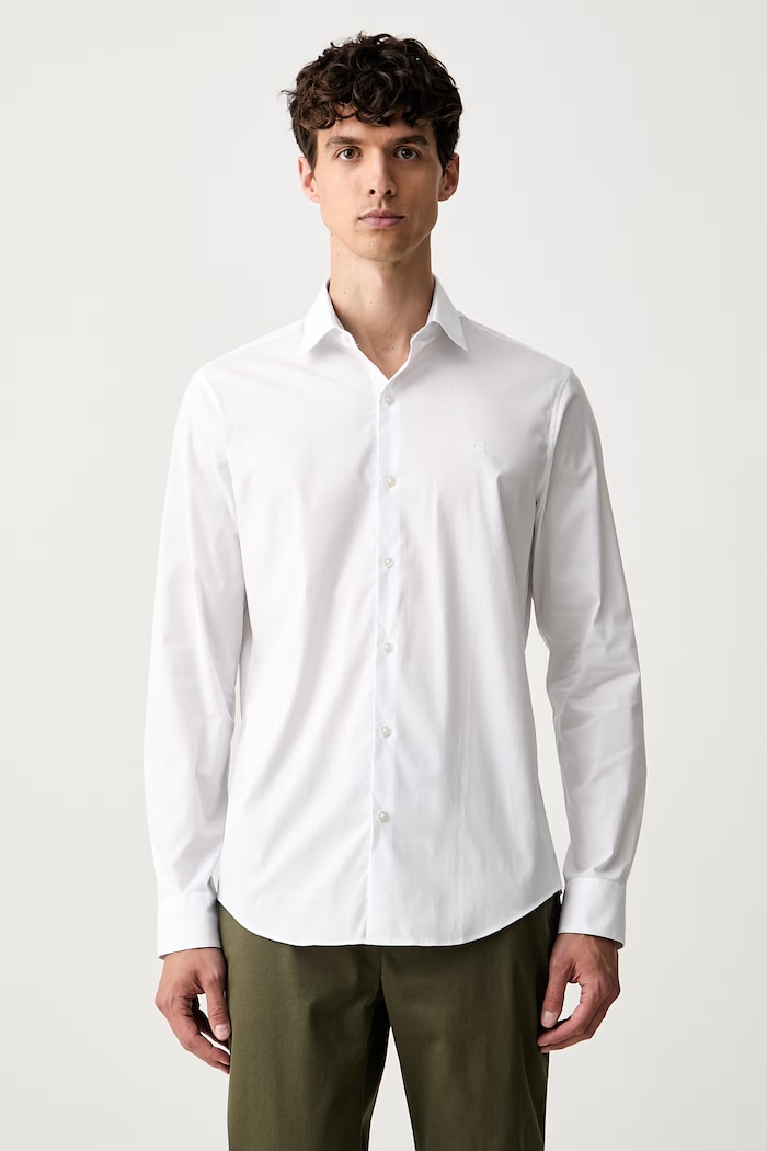 Calvin Klein koszula męska bawełniana z elastanem biały LV019EU154