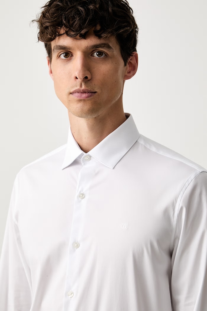 Calvin Klein koszula męska bawełniana z elastanem LV019EU154 biały
