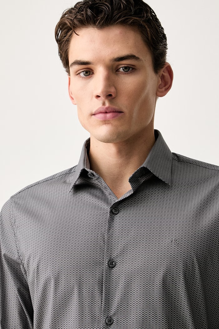 Calvin Klein koszula męska bawełniana z elastanem szary LV019EU153