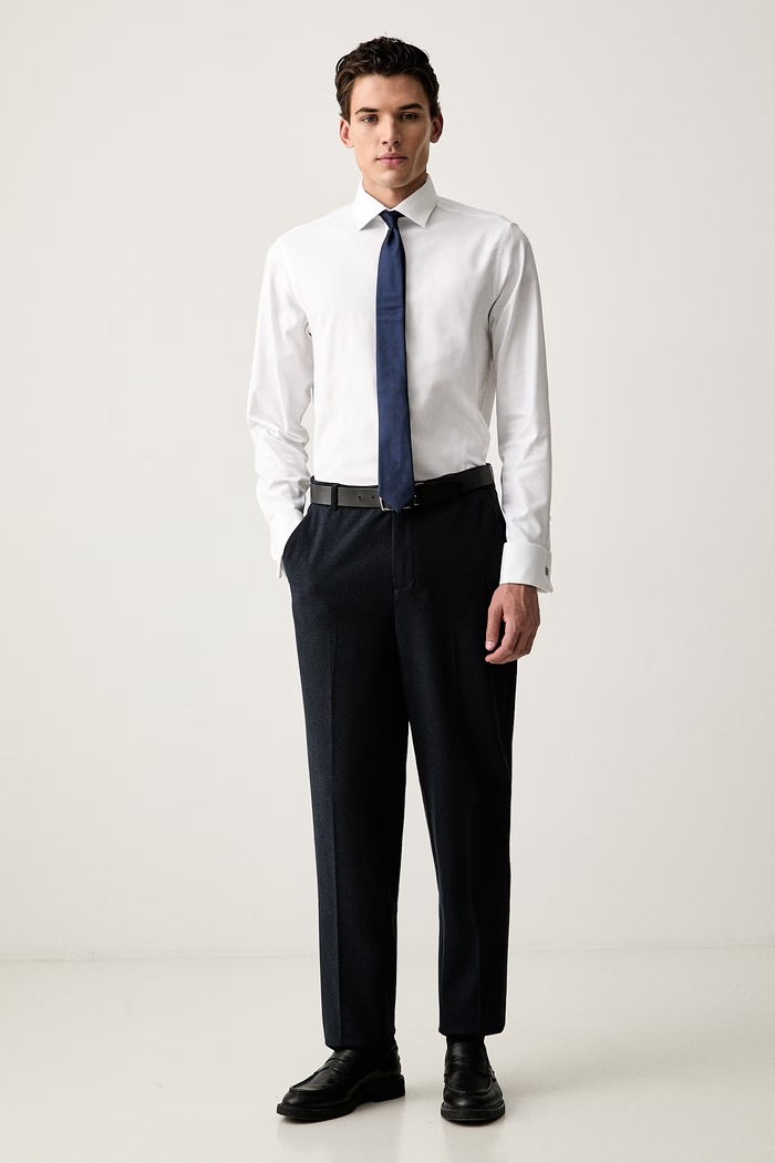 Calvin Klein koszula oxford męska bawełniana LV019EU062 biały AW26