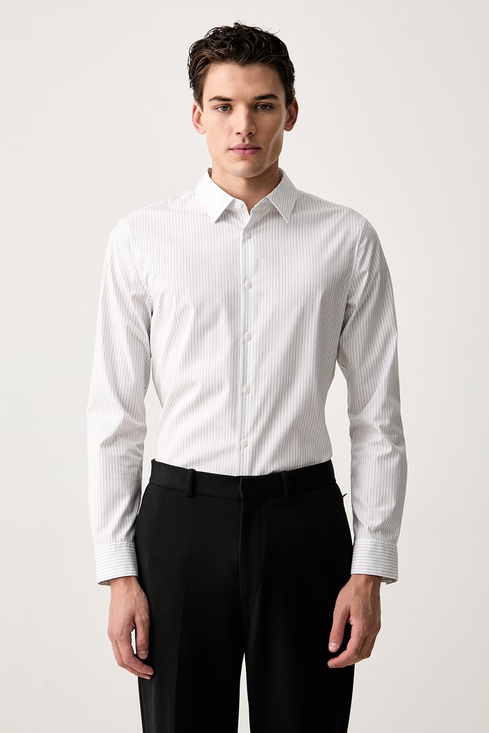 Calvin Klein koszula męska bawełniana z elastanem biały LV04LH106G