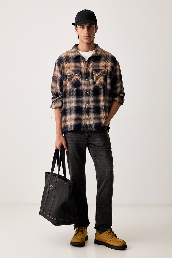 Levi's Koszula męska bawełniana LS BOXY WESTERN 0085P granatowy AW26