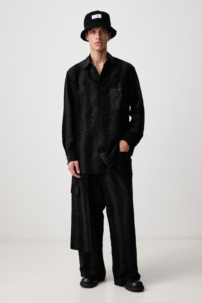 Y-3 DS LS SHRT koszula męska z lnem KQ8562 czarny AW26
