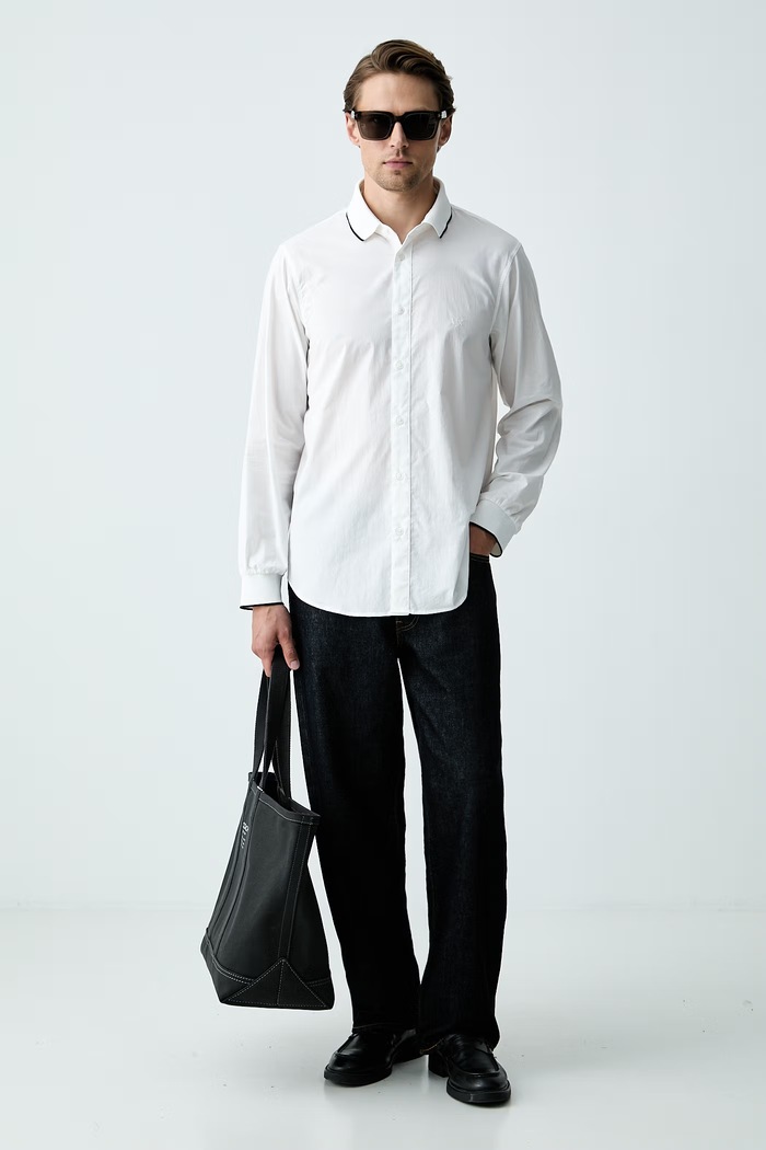 Armani Exchange koszula męska bawełniana XM003519.AF24533 biały AW26