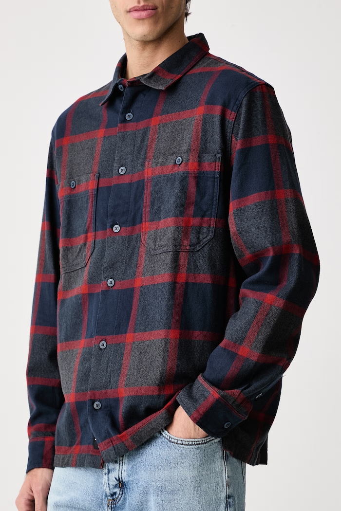 Męskie bawełniane Larkspur Plaid Flanel Vans VN000TABHBR1 granatowy